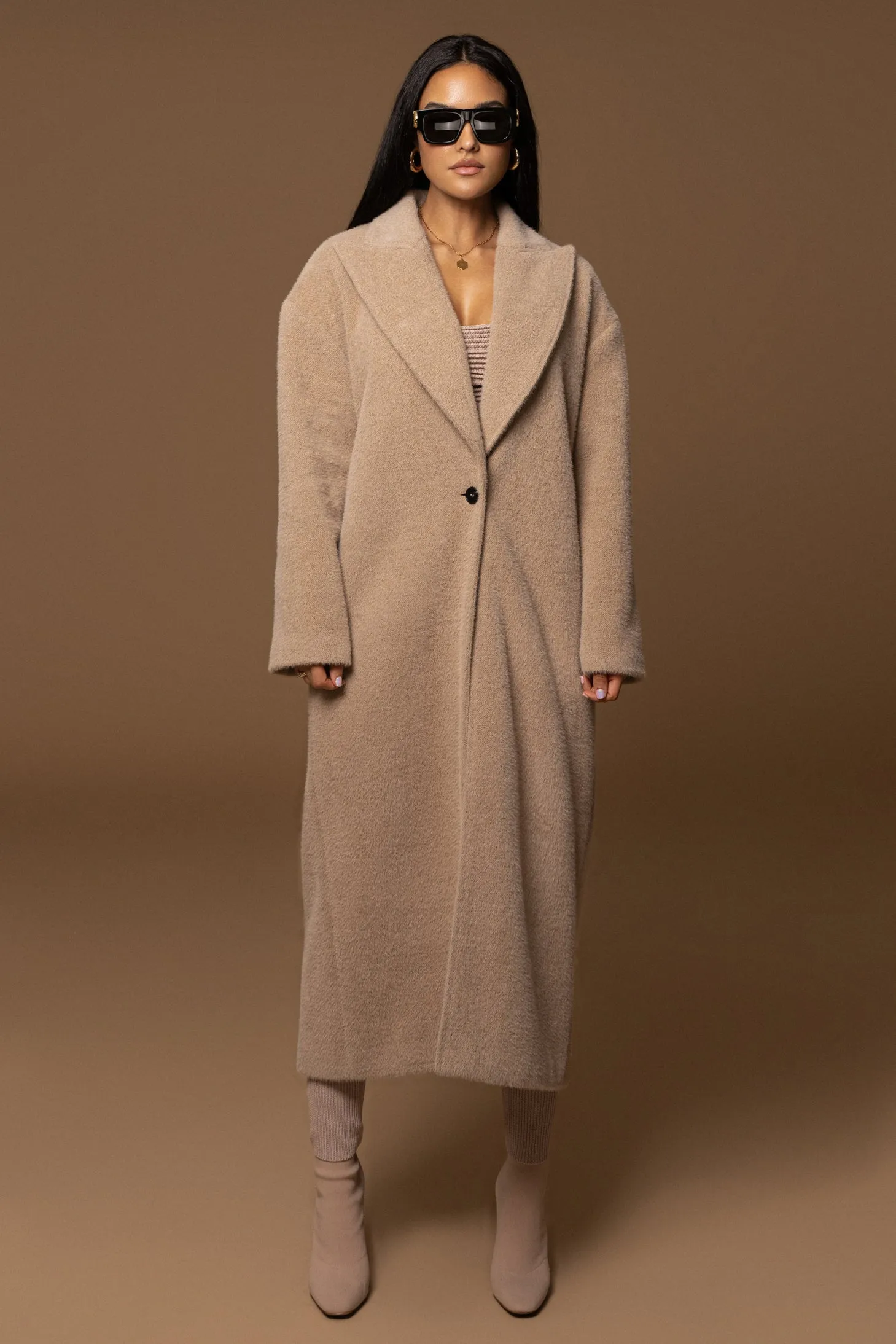 Sand Chelsie Longline Coat