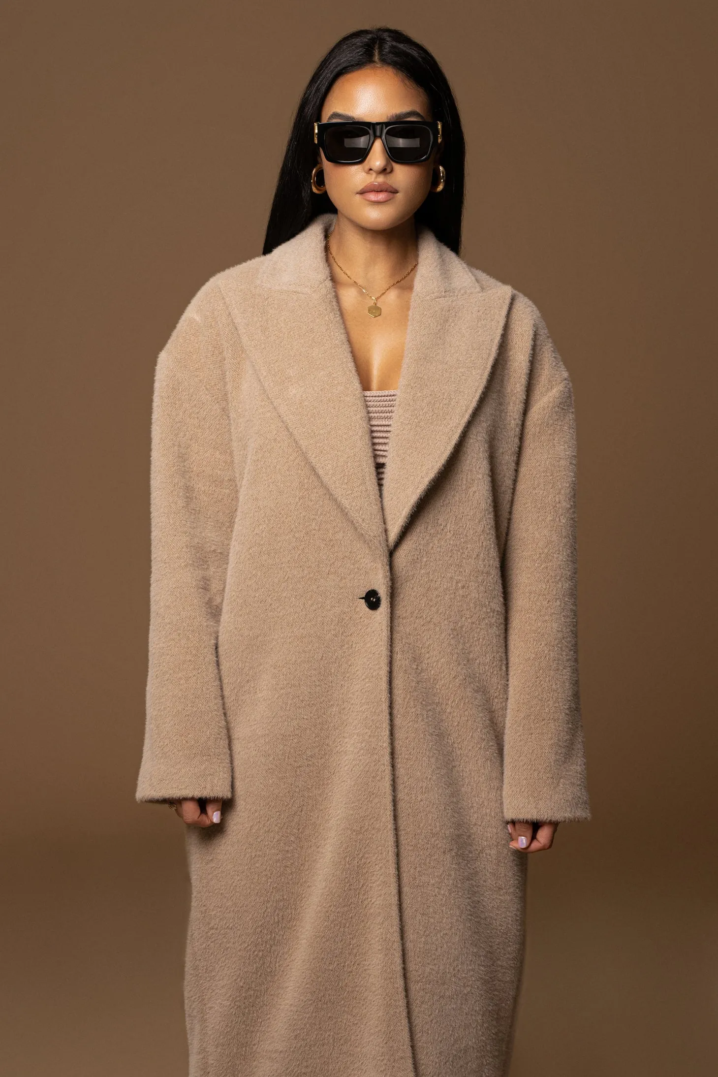 Sand Chelsie Longline Coat