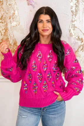 Sequined Hot Pink Sweater