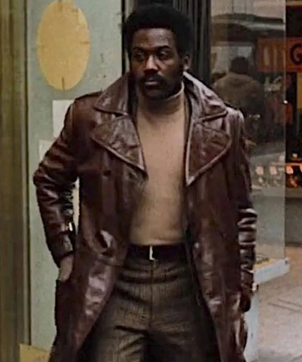 Shaft Richard Roundtree Double Breasted Leather Coat