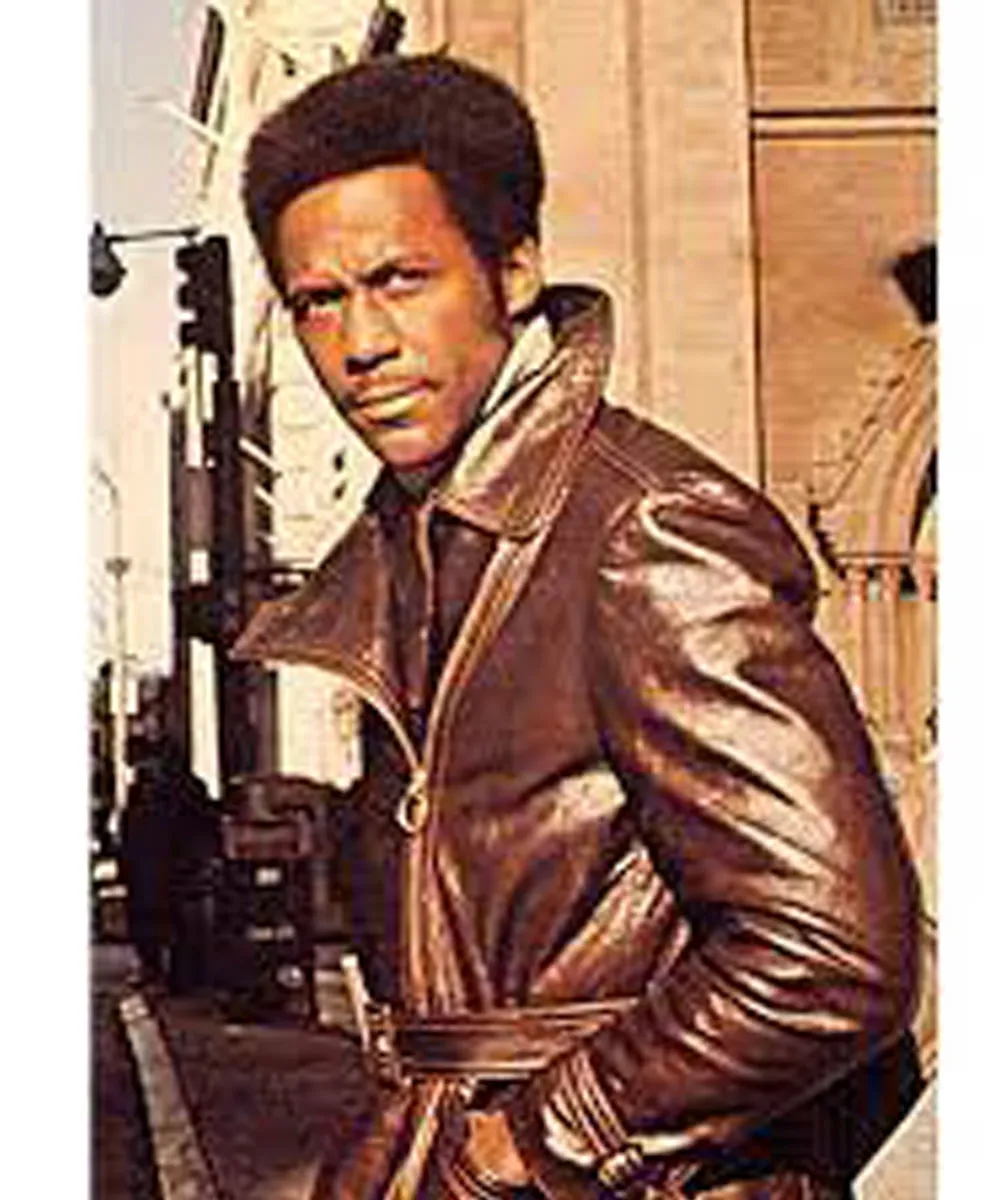 Shaft Richard Roundtree Double Breasted Leather Coat