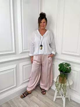 Silk Feel Cocoon Trousers - Blush