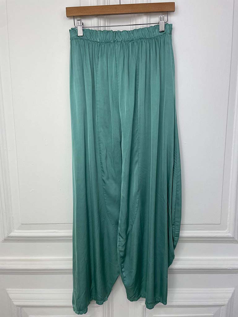 Silk Feel Cocoon Trousers - Sea Green