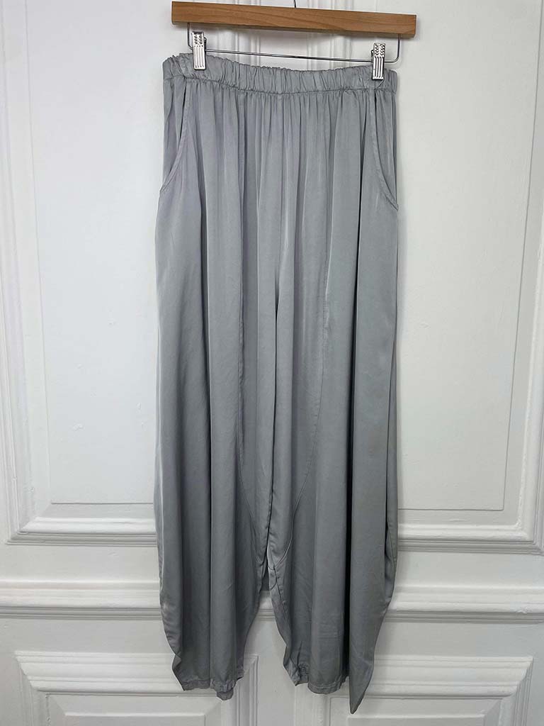 Silk Feel Cocoon Trousers - Silver