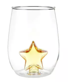 Stemless Wine Glass with Figurine - Star