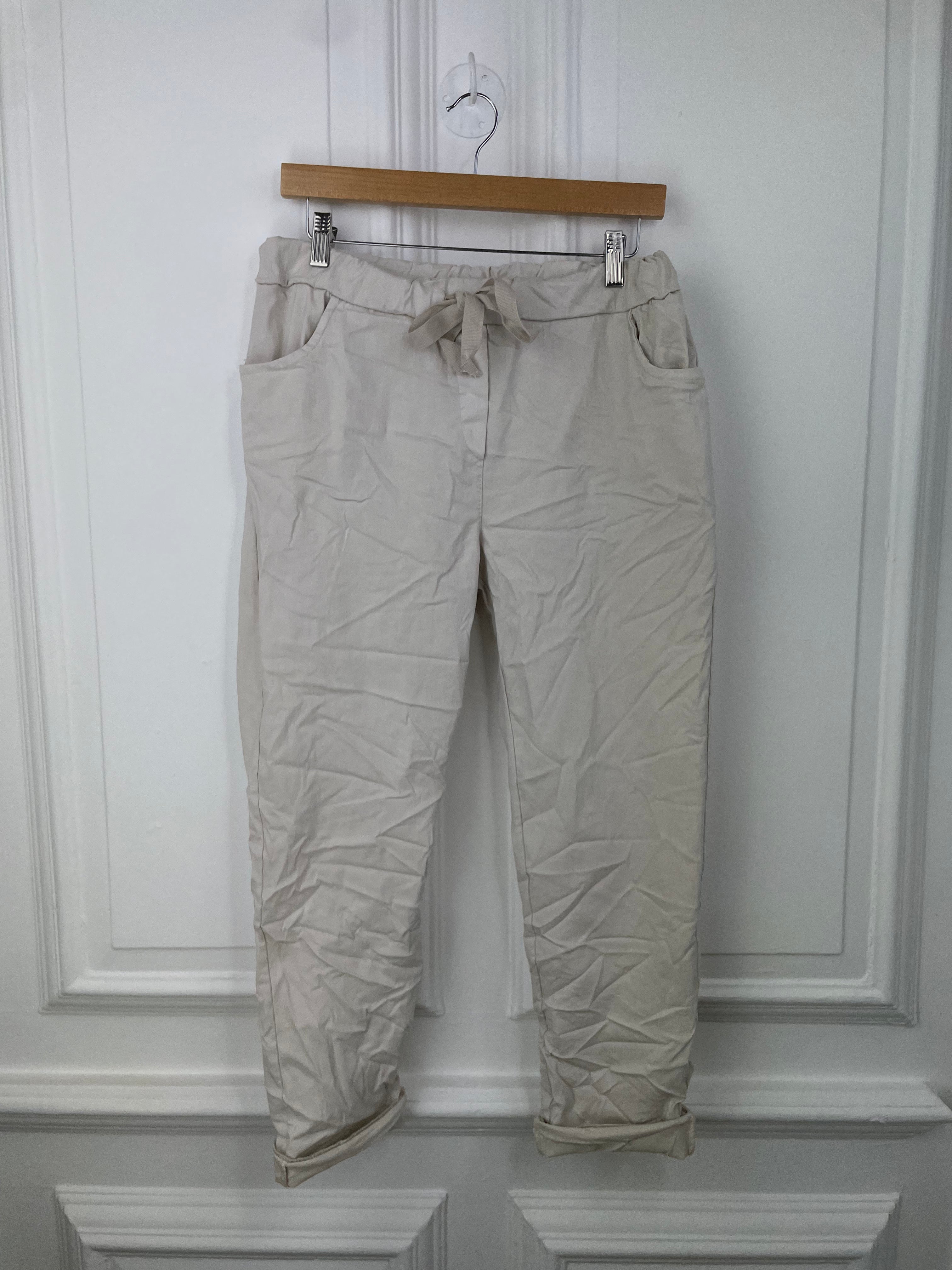 Stretchy Casual Trousers - Stone