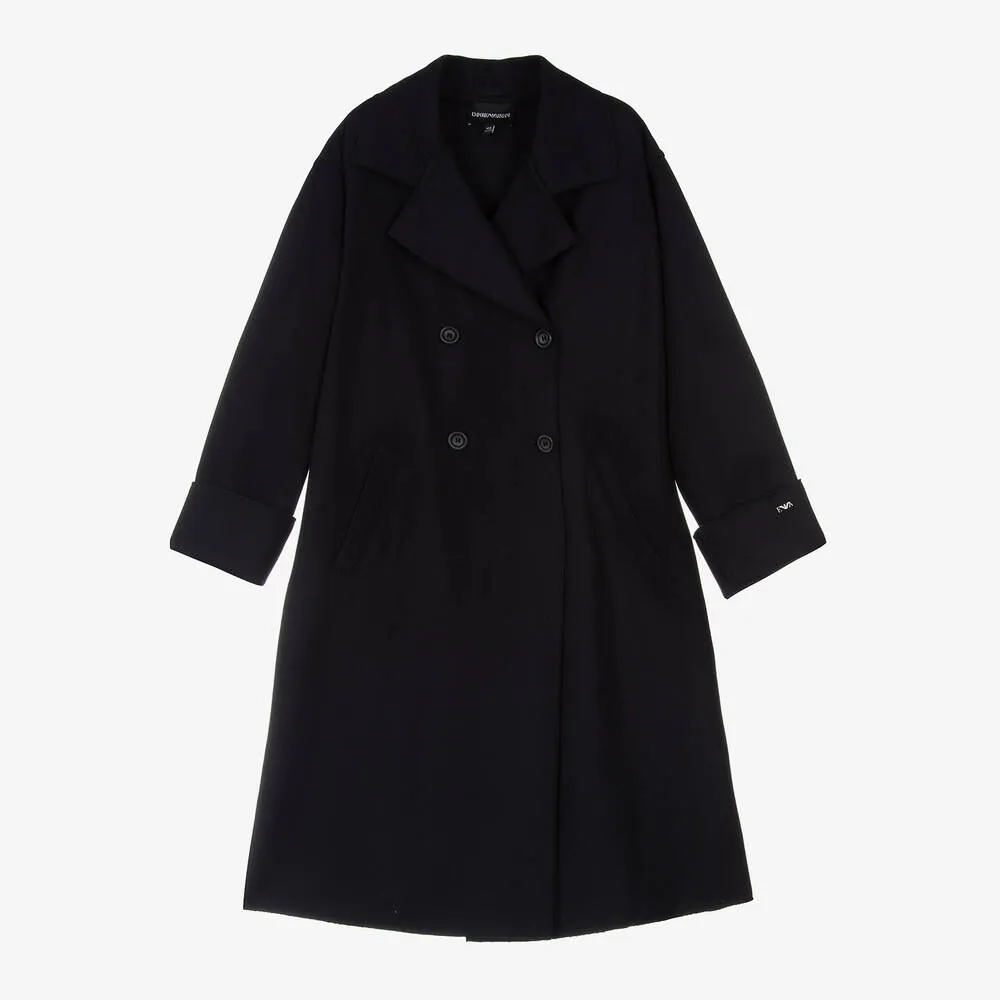 Teen Girls Navy Blue Wool Pea Coat