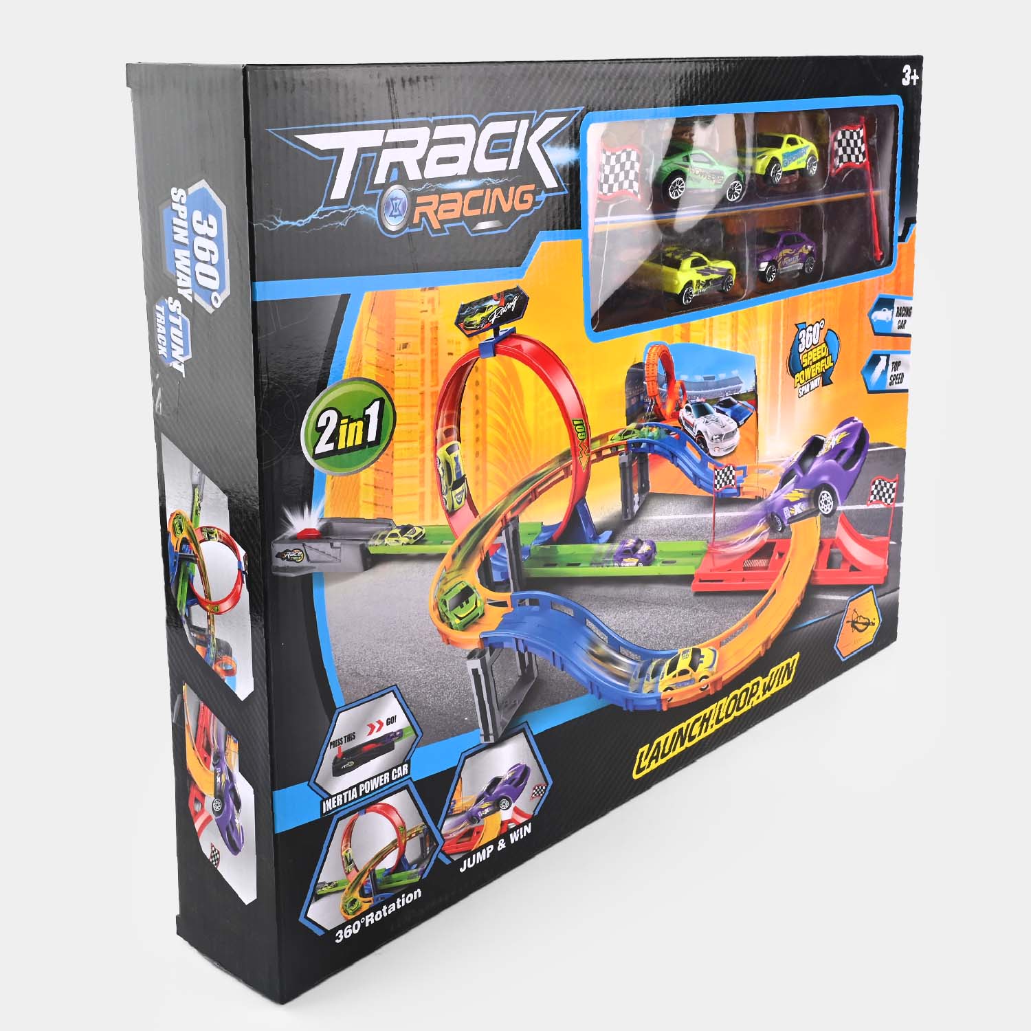 Track Set With 4Pcs Alloy Car For Kids