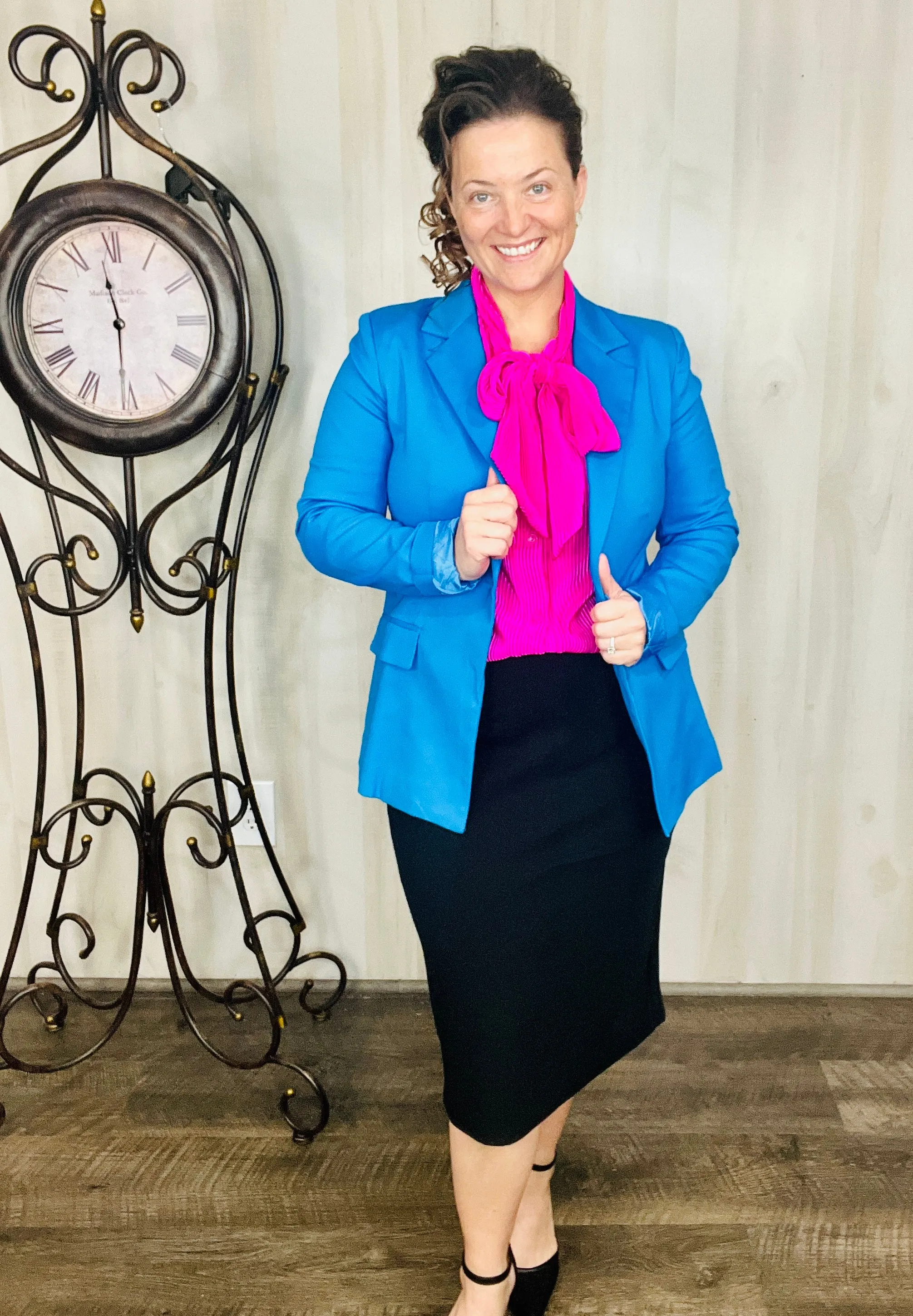 Tracy Long Sleeved Blazer- Turquoise