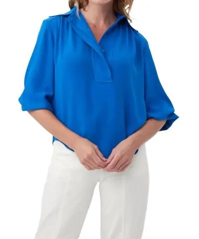 Trina Turk Rum Top Blouse In Blue Hawaiian