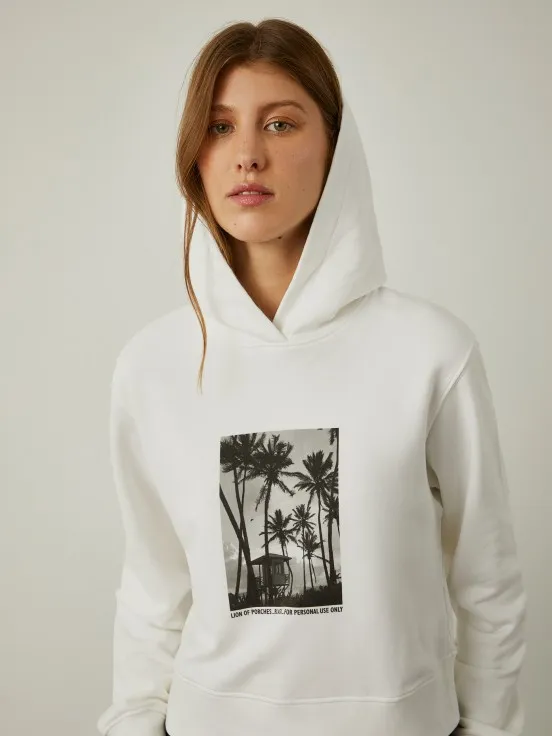 Tropical print hooded sweater