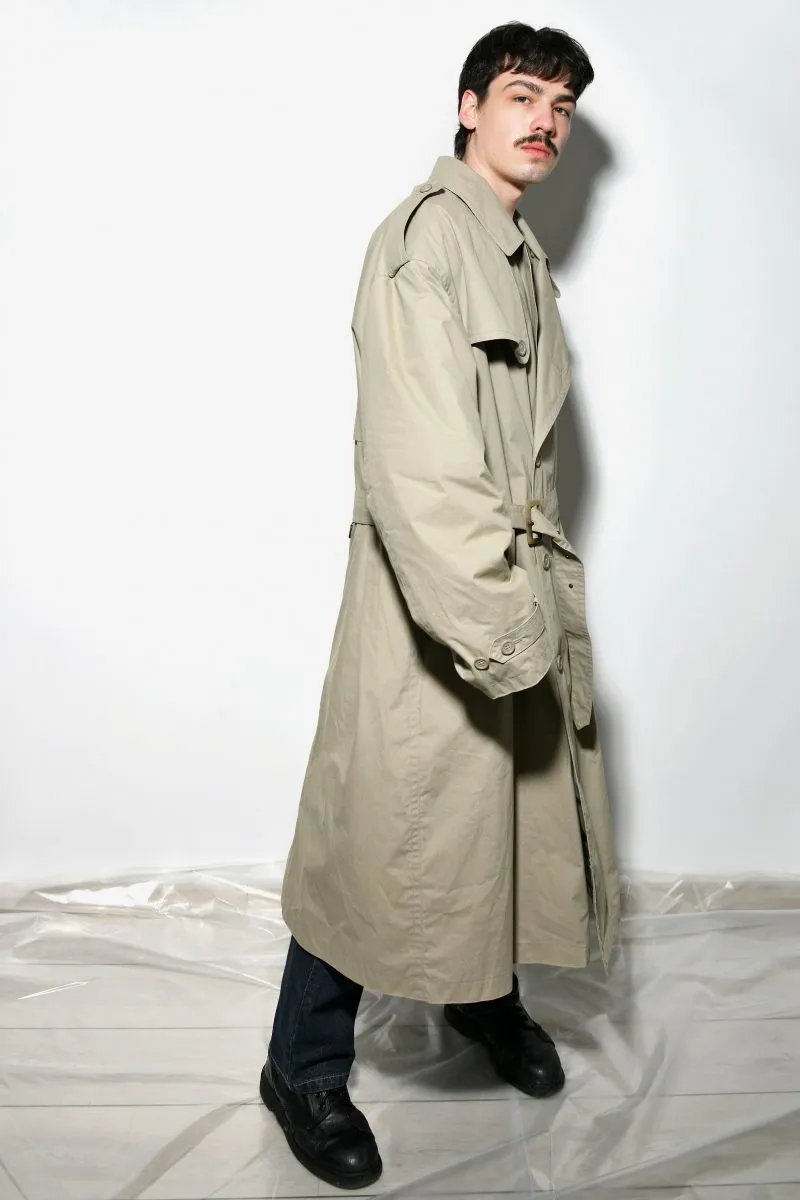 Vintage detective trench coat mens beige