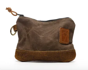 Waxed Canvas Zippered Golf Valuables Field Pouch in Bourbon