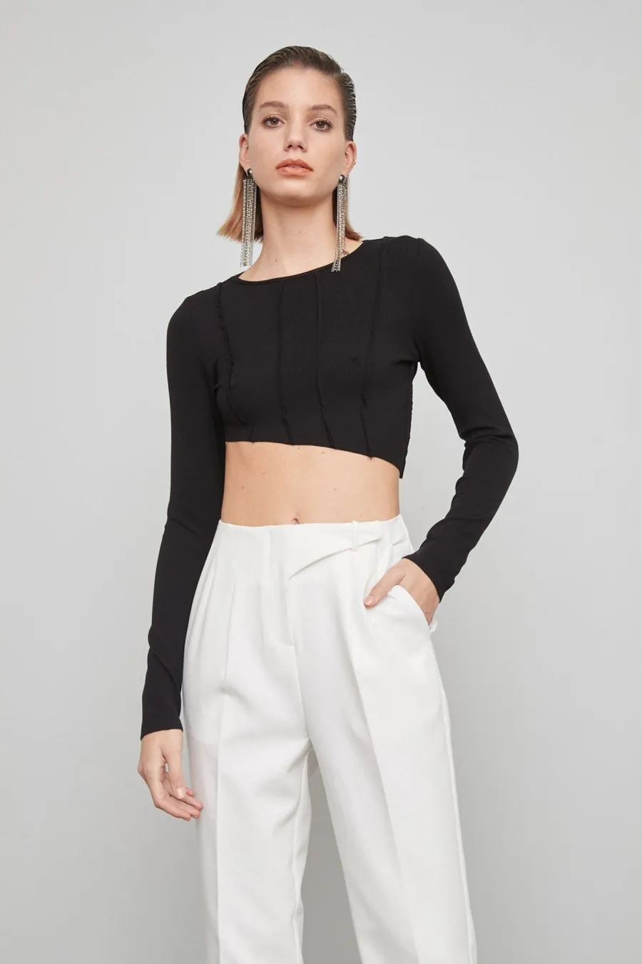 Women Atoir  | Constellation Crop Black