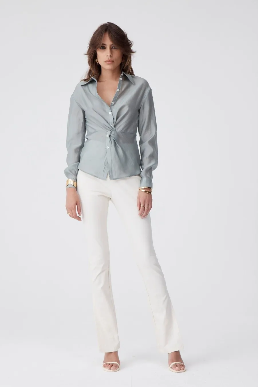 Women Atoir  | Knotted Shirt Grey Mist