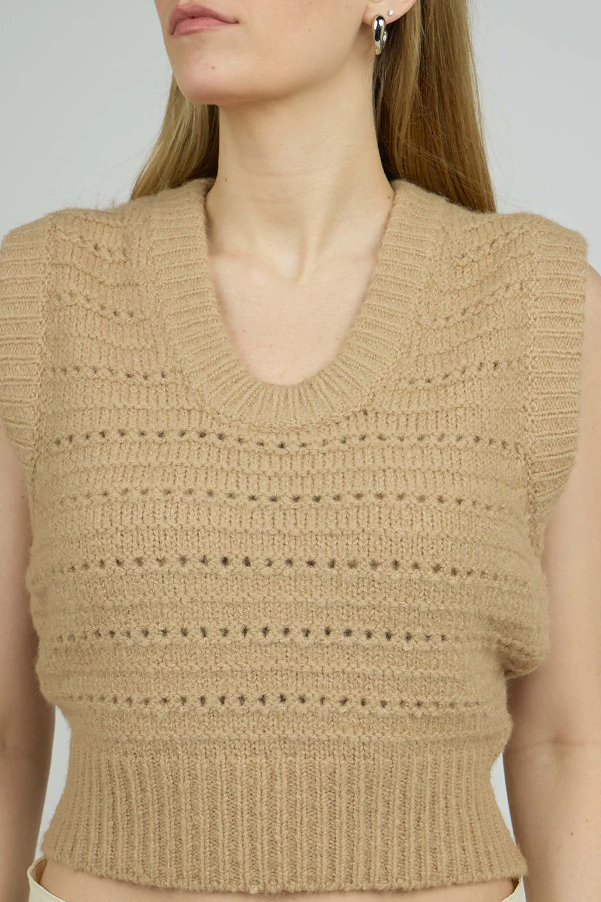 Wool Sweater Vest - Nude